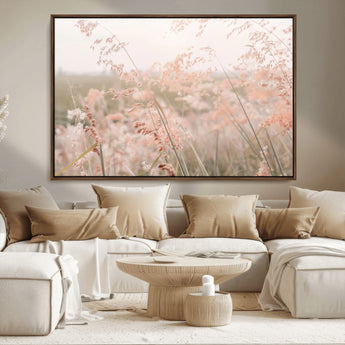 79164340-MGV-CV-36X24-Pastel Grasses Wall Art Canvas Print, Framed Soft Meadow Art Picture Print, Field in Breeze Perfect Pastel Minimal Decor Artwork