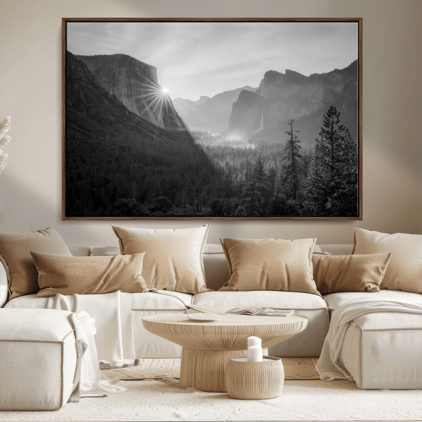 39278955-MGV-CV-36X24-Yosemite Valley Wall Art Canvas Print, Framed El Capitan Art Picture Print, Misty Mountain Perfect Modern Rustic Decor Artwork