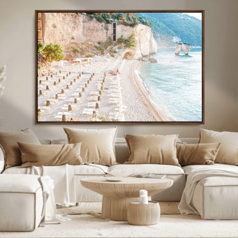 84816639-MGV-CV-36X24-Mediterranean Beach Wall Art Canvas Print, Framed Airy Coastal Art Picture Print, Summer Shore Perfect Coastal Retreat Decor