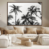 46641801-MGV-CV-36X24-Palm Tree Wall Art Canvas Print, Framed Black White Tropics Art Picture Print, Monochrome Palms Perfect Modern Tropical Minimalist