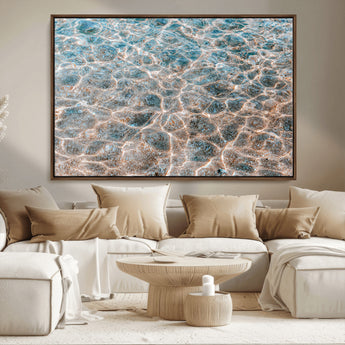 26580287-MGV-CV-36X24-Clear Water Wall Art Canvas Print, Framed Sunlit Ripples Art Picture Print, Ocean Texture Perfect Modern Coastal Decor Artwork