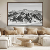 46884246-MGV-FC-36X24_Walnut-Snowy Mountain Wall Art Canvas Print, Framed Mountain Peaks Art Picture Print, Alpine Mountains Perfect Minimalist Alpine Decor