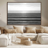 47305203-MGV-CV-36X24-Monochrome Ocean Wall Art Canvas Print, Framed Moody Ocean Art Picture Print, Calm Ocean Perfect Minimalist Coastal Decor Artwork