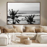 17508038-MGV-CV-36X24-Tropical Coastline Wall Art Canvas Print, Framed Palm Trees Art Picture Print, Ocean Waves Perfect Minimalist Coastal Decor