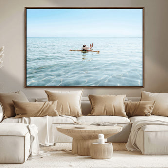 32624554-MGV-CV-36X24-Swimming Relaxation Wall Art Canvas Print, Framed Peaceful Water Art Picture Print, Clear Sea Perfect Minimalist Aquatic Decor