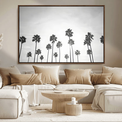 62298277-MGV-CV-36X24-Monochrome Palms Wall Art Canvas Print, Framed Minimalist Trees Art Picture Print, Silhouetted Palms Perfect Tropical Minimalist