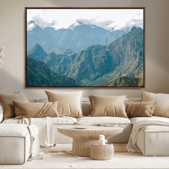 79393816-MGV-CV-36X24-Misty Mountain Wall Art Canvas Print, Framed Cloudy Andean Art Picture Print, Rugged Mountain Perfect Rustic Nature Decor Artwork