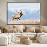 96024025-MGV-CV-36X24-Elk Photography Wall Art Canvas Print, Framed Mountain Wildlife Art Picture Print, Rustic Lodge Decor Perfect Rustic Lodge Decor