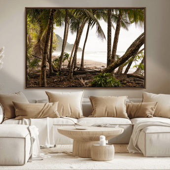 92093951-MGV-CV-36X24-Tropical Jungle Wall Art Canvas Print, Framed Palm Tree Forest Art Picture Print, Coastal Escape Perfect Jungle Retreat Decor