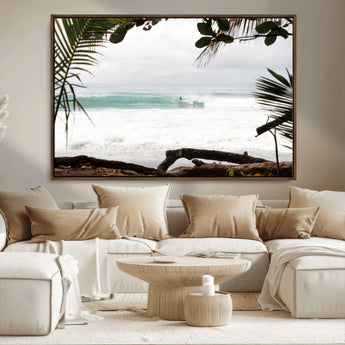 50382104-MGV-CV-36X24-Tropical Surf Wall Art Canvas Print, Framed Palm Tree View Art Picture Print, Beach House Art Perfect Boho Coastal Decor Artwork