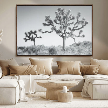 29996209-MGV-CV-36X24-Joshua Tree Art Wall Art Canvas Print, Framed Black White Landscape Art Picture Print, Desert Tree Decor Perfect Southwestern Boho