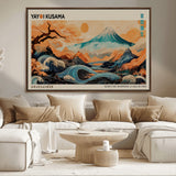 22373530-MGV-CV-36X24-Japanese Mt Fuji Wave Art Print – Ukiyo e Inspired Sun & Cherry Blossom Poster, Traditional Asian Landscape Painting, Modern