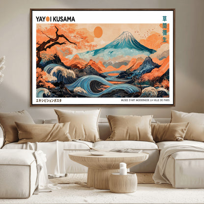 88785870-MGV-CV-36X24-Japanese Great Wave & Mt Fuji Wall Art – Ukiyo e Style Landscape Print with Flowing River, Autumn Mountain Poster, Oriental Asian