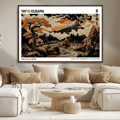 96372548-MGV-CV-36X24-Japanese Landscape Wall Art Print – Mt. Fuji Poster with Bonsai Tree & River, Ukiyo-e Inspired Modern Japanese Artwork, Autumn