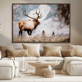70489411-MGV-CV-36X24-Elk Photography Wall Art Canvas Print, Framed Mountain Wildlife Art Picture Print, Rustic Nature Decor Perfect Rustic Lodge Decor
