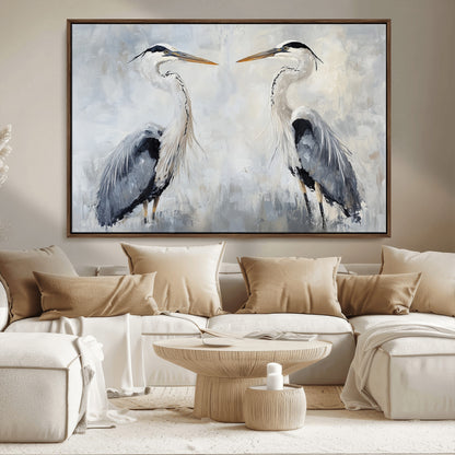 90806932-MGV-CV-36X24-Heron Wall Art Wall Art Canvas Print, Framed Bird Canvas Decor Art Picture Print, Nature Inspired Perfect Coastal Minimalist Decor