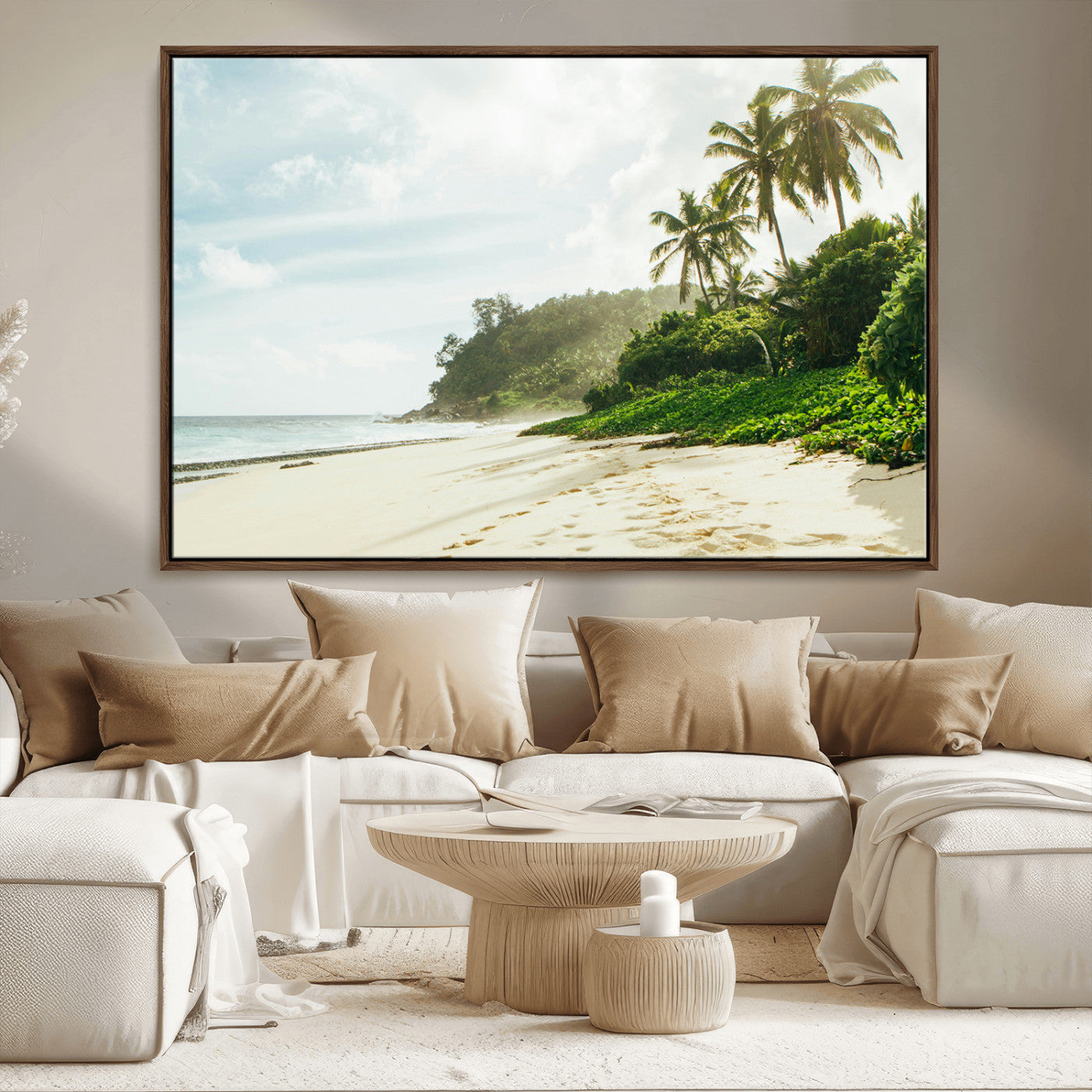 42984524-MGV-CV-36X24-Relaxing Beach Wall Art Canvas Print, Framed Ocean View Art Picture Print, Coastal Serenity Perfect Tropical Coastal Decor Artwork