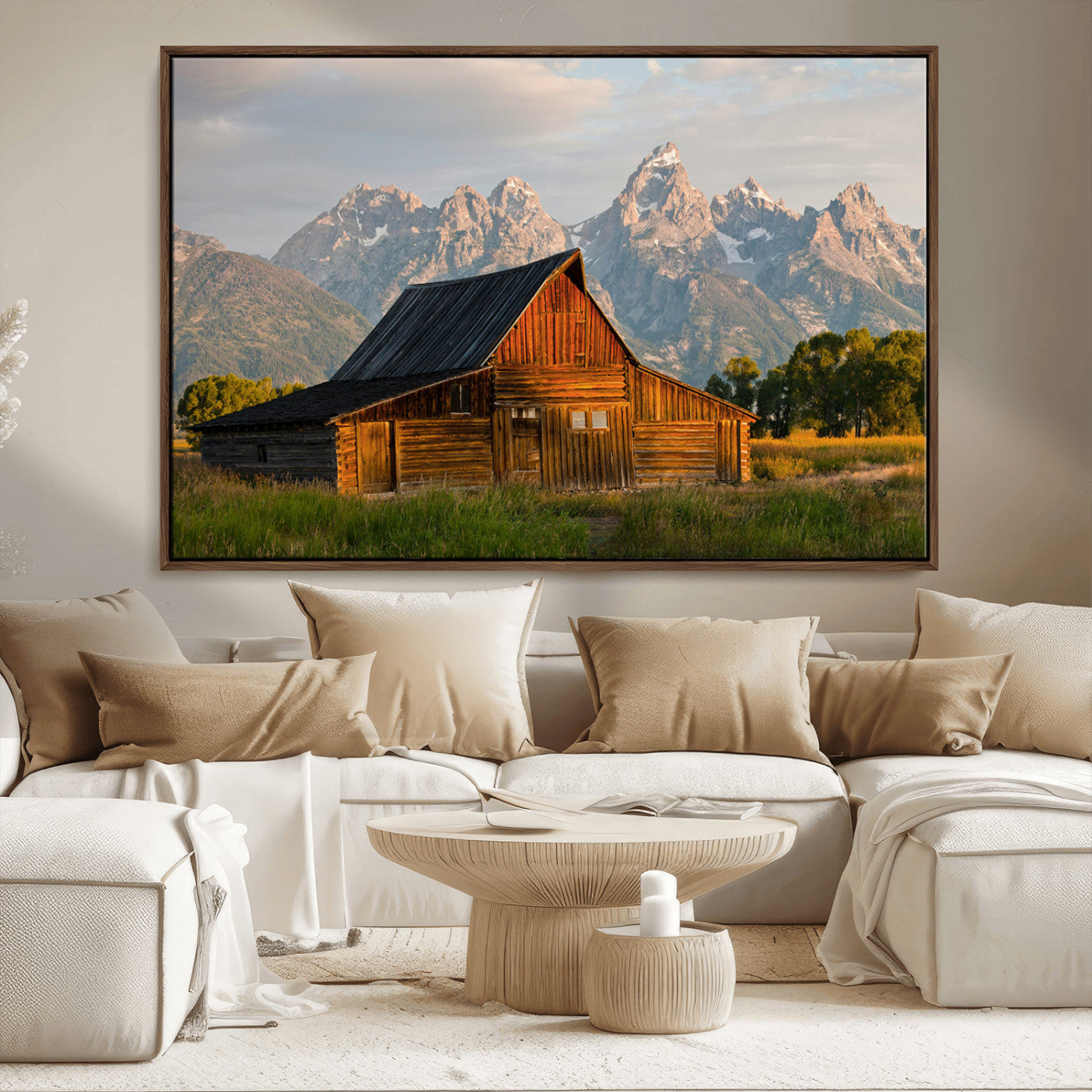 31771014-MGV-FC-36X24_Walnut-Rustic Barn Wall Art Canvas Print, Framed Western Landscape Art Picture Print, Farmhouse Style Perfect Rustic Farmhouse Decor