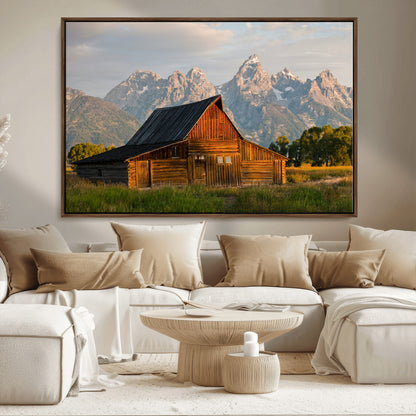 31771014-MGV-FC-36X24_Walnut-Rustic Barn Wall Art Canvas Print, Framed Western Landscape Art Picture Print, Farmhouse Style Perfect Rustic Farmhouse Decor