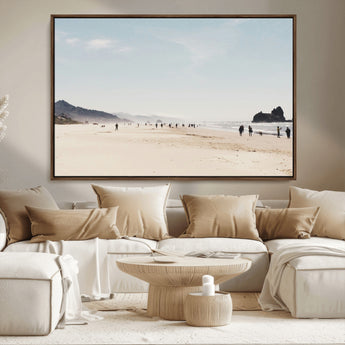 28307820-MGV-CV-36X24-Minimalist Beach Wall Art Canvas Print, Framed Coastal Serenity Art Picture Print, Soft Sand Perfect Modern Coastal Decor Artwork