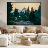66397982-MGV-CV-36X24-Mountain Landscape Wall Art Canvas Print, Framed Forest Serenity Art Picture Print, Mountain Landscape Perfect Rustic Wilderness