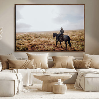 57597730-MGV-CV-36X24-Cowboy Wall Art Wall Art Canvas Print, Framed Western Canvas Art Picture Print, Rustic Ranch Scene Perfect Rustic Western Decor