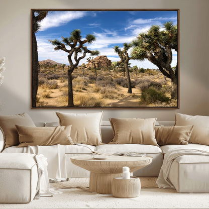 25722592-MGV-FC-36X24_Walnut-Joshua Tree Desert Wall Art Canvas Print, Framed Southwestern Nature Art Picture Print, Rustic Earth Tones Perfect Southwestern