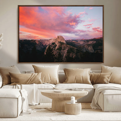 32786115-MGV-CV-36X24-Half Dome Wall Art Canvas Print, Framed Yosemite National Park Art Picture Print, Dramatic Sunset Perfect Adventurous Wilderness