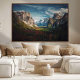 15244033-MGV-FC-36X24_Walnut-Yosemite National Wall Art Canvas Print, Framed Mountain Landscape Art Picture Print, El Capitan Perfect Rustic Farmhouse Decor