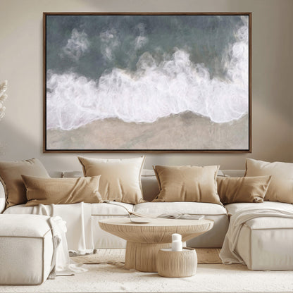 10072982-MGV-CV-36X24-Abstract Ocean Wave Wall Art – Coastal Beach Canvas Print, Minimalist Seascape Painting, Modern Ocean Inspired Artwork for Living