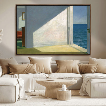 34188481-MGV-CV-36X24-Coastal Sunlight Wall Art – Minimalist Ocean View Canvas Print, Serene Beach House Inspired Decor for Bedroom, Living Room,