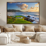 50107048-MGV-CV-36X24-Golf Course Wall Art – Coastal Ocean View Canvas Print, Scenic Fairway Landscape Decor for Office, Man Cave, Bedroom, or Living