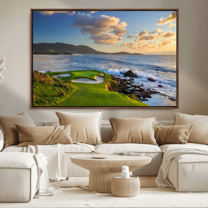 50107048-MGV-CV-36X24-Golf Course Wall Art – Coastal Ocean View Canvas Print, Scenic Fairway Landscape Decor for Office, Man Cave, Bedroom, or Living