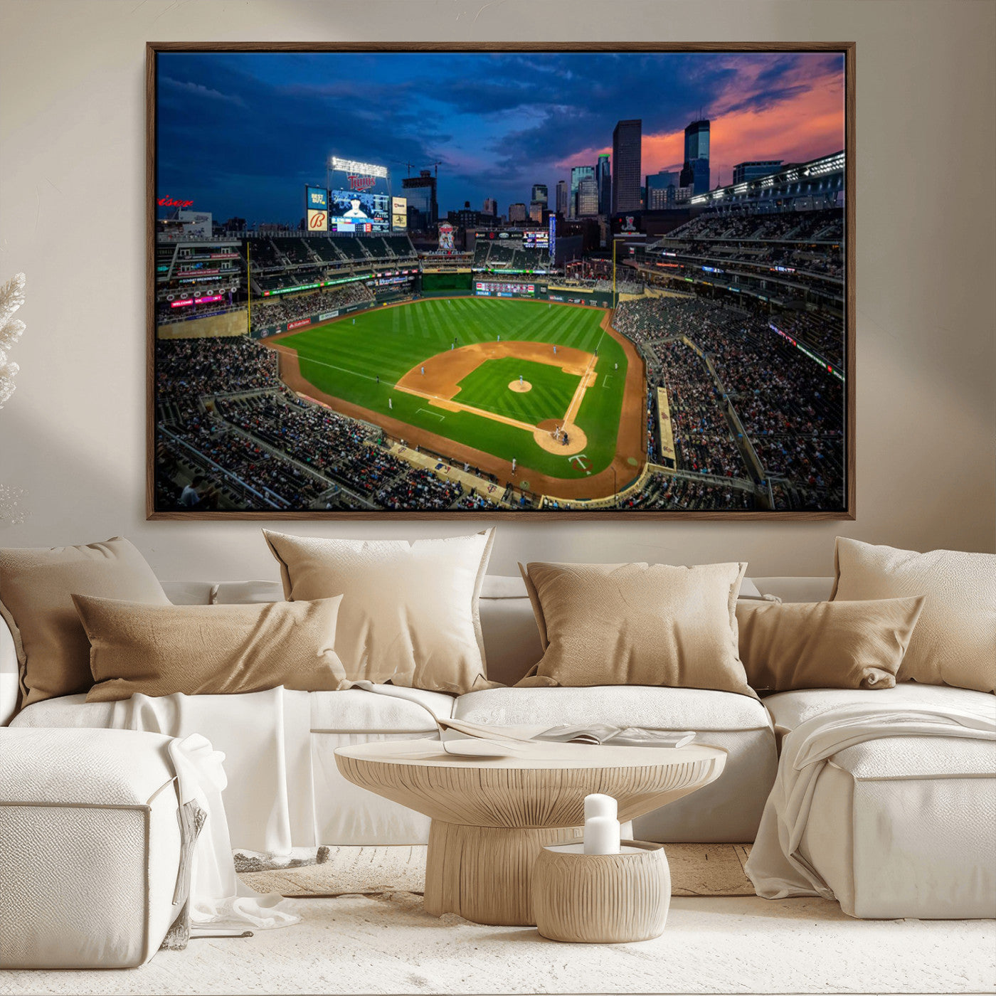 68222753-MGV-CV-36X24-Baseball Stadium Wall Art – Panoramic Night Game Canvas Print, Sports Decor for Man Cave, Office, Bar, or Living Room