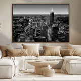 46578567-MGV-CV-36X24-Atlanta Skyline Wall Art – Black and White Cityscape Canvas Print, Modern Urban Night Decor for Office, Living Room, or Apartment