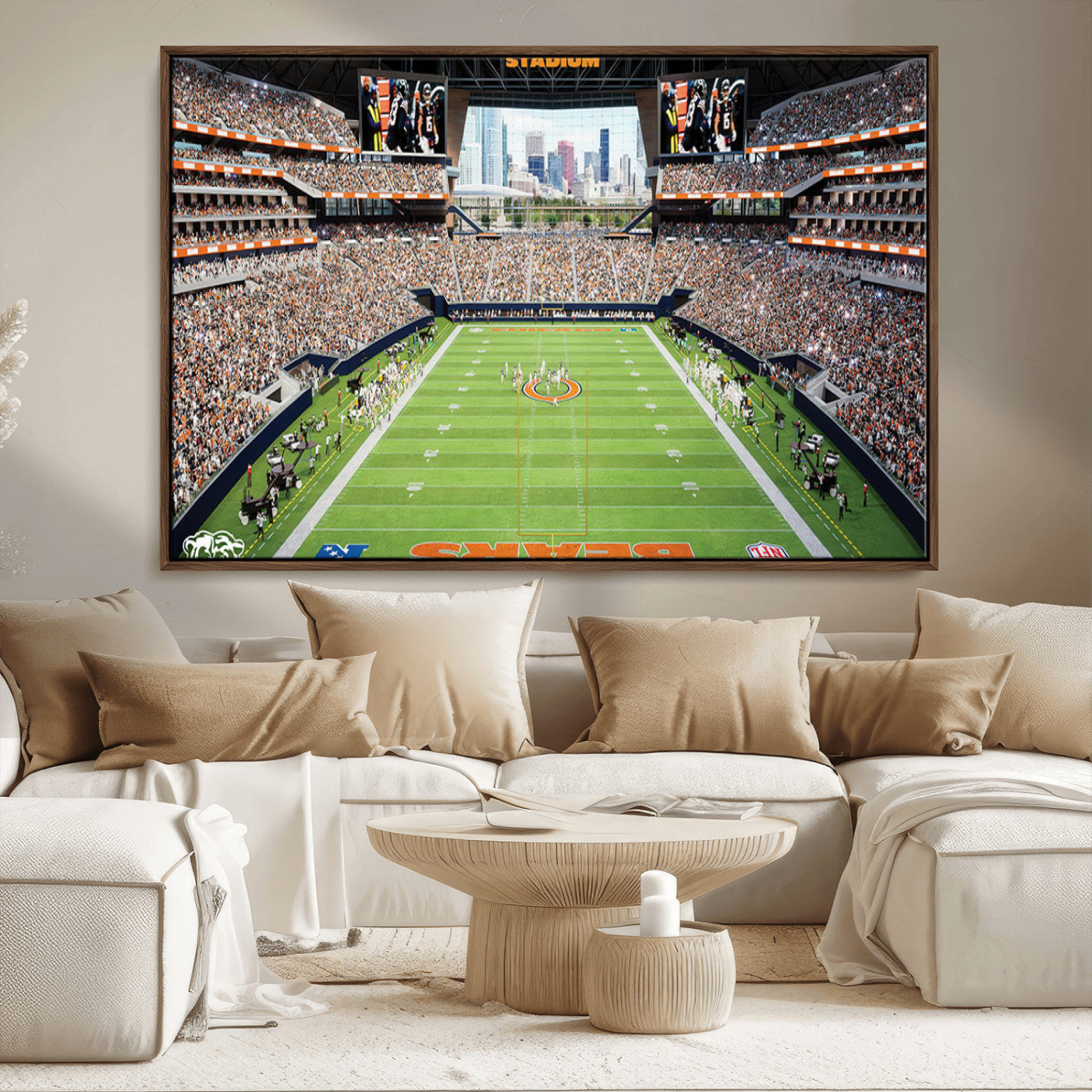 76935553-MGV-CV-36X24-Football Stadium Wall Art – Panoramic Game Day Canvas Print, Sports Decor for Man Cave, Office, Bar, or Living Room
