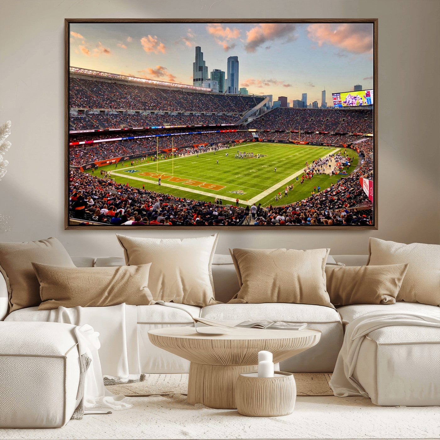 55377093-MGV-CV-36X24-Soldier Field Wall Art – Panoramic Chicago Bears Football Stadium Canvas Print, Game Day Sports Decor for Man Cave, Bar, Office,