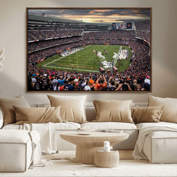 87578930-MGV-CV-36X24-Soldier Field Wall Art – Chicago Bears Football Stadium Sunset Canvas Print, Game Day Sports Decor for Man Cave, Bar, Office, or