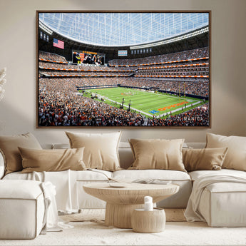 32530647-MGV-CV-36X24-Chicago Bears Stadium Wall Art – Futuristic Dome Arena Canvas Print, Modern Football Concept Design Decor for Man Cave, Bar, or