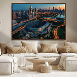 36690345-MGV-CV-36X24-Soldier Field Wall Art – Chicago Bears Stadium Aerial Night Canvas Print, City Skyline Football Decor for Living Room, Office, or