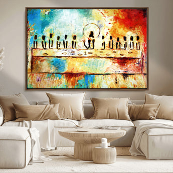 YKE34632598CR-MGV-CV-36X24-Abstract Last Supper with Apostles Wall Art Canvas Print