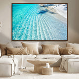 68127042-MGV-CV-36X24-Beach Wall Art – Tropical Ocean Canvas Print, Clear Water and White Sand Photography Decor for Bedroom, Living Room, Office,