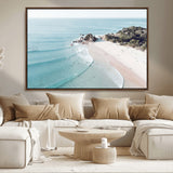 79395467-MGV-CV-36X24-Coastal Wall Art – Aerial Beach Canvas Print, Ocean Waves and Sandy Shore Photography Decor for Bedroom, Living Room, Office,