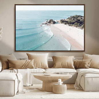 79395467-MGV-CV-36X24-Coastal Wall Art – Aerial Beach Canvas Print, Ocean Waves and Sandy Shore Photography Decor for Bedroom, Living Room, Office,
