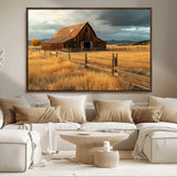 16480179-MGV-FC-36X24_Walnut-Farmhouse Wall Art – Rustic Barn and Golden Field Canvas Print, Country Landscape Photography Decor for Bedroom, Living Room,