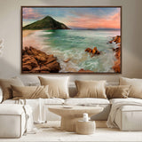 53831025-MGV-CV-36X24-Coastal Landscape Wall Art – Tropical Beach Ocean Canvas Print, Sunset Mountain View Photography Decor for Living Room, Bedroom,