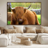 68411138-MGV-FC-36X24_Walnut-Farmhouse Wall Art – Highland Cow Canvas Print, Rustic Country Cattle Photography Decor for Bedroom, Living Room, Office, Ranch,