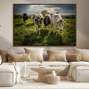 67277447-MGV-CV-36X24-Farmhouse Wall Art – Herd of Cows Canvas Print, Rustic Country Pasture Photography Decor for Bedroom, Living Room, Office, Ranch,
