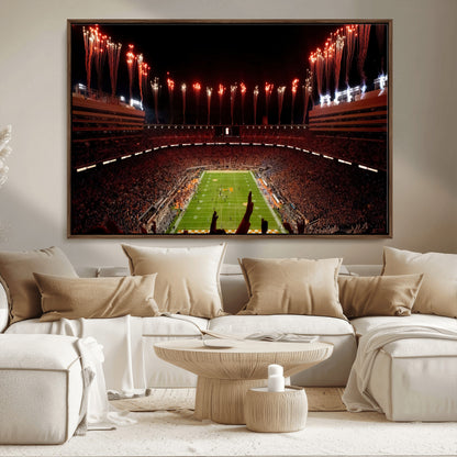 73358115-MGV-CV-36X24-Neyland Stadium Wall Art – Panoramic Tennessee Volunteers Night Game Canvas Print, Fireworks Football Celebration Sports Decor for