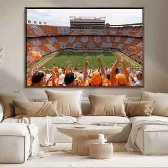 76011417-MGV-CV-36X24-Neyland Stadium Wall Art – Panoramic Tennessee Volunteers Checkerboard Crowd Canvas Print, Day Game Football Celebration Sports